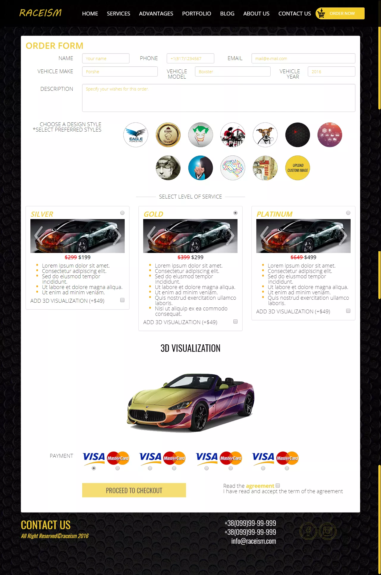 raceism site order-form page preview